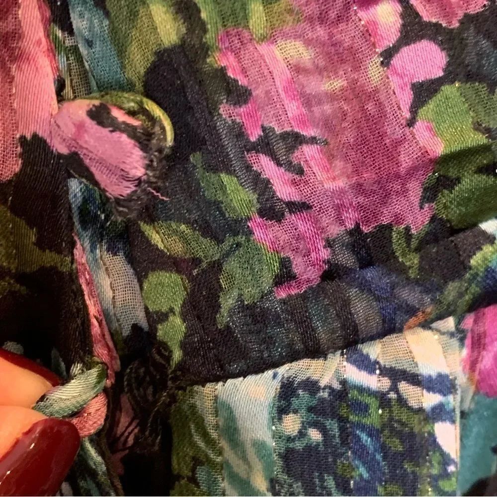 ZARA FLORAL DRESS WITH METALLIC THREAD Size Large - Picture 15 of 16